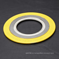 ¡Gran venta! Metal espiral herida junta Ss304 con el anillo exterior CS Spray pintura colores amarillo o verde Junta